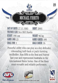 2009 Select AFL Pinnacle #119 Michael Firrito Back